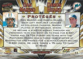 1997 Pacific Revolution - Proteges Silver #11 Dan Marino / Damon Huard Back