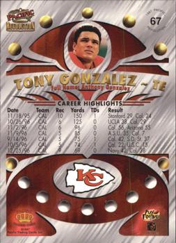 1997 Pacific Revolution - Silver #67 Tony Gonzalez Back