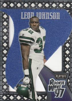 1997 Playoff Contenders - Rookie Wave Pennants Blue Felt #24 Leon Johnson Front