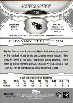 2011 Bowman Sterling #12 Akeem Ayers Back