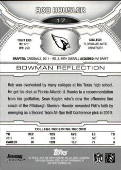 2011 Bowman Sterling #17 Rob Housler Back