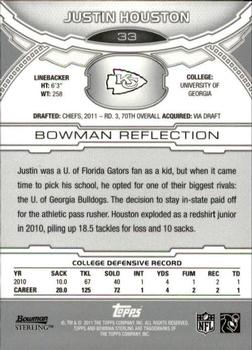 2011 Bowman Sterling #33 Justin Houston Back