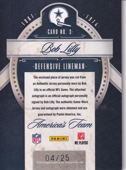 2010 Panini Limited - America's Team Threads Autographs #3 Bob Lilly Back
