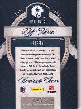 2010 Panini Limited - America's Team Threads Autographs Prime #5 Cliff Harris Back