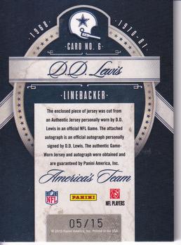 2010 Panini Limited - America's Team Threads Autographs Prime #6 D.D. Lewis Back