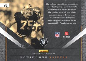 2010 Panini Limited - Material Monikers Prime #20 Howie Long Back