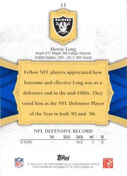 2011 Topps Supreme #11 Howie Long Back
