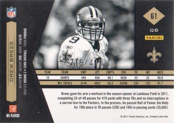 2011 Panini Limited #61 Drew Brees Back