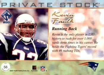 2001 Pacific Private Stock - Blue Framed #56 Kevin Faulk Back