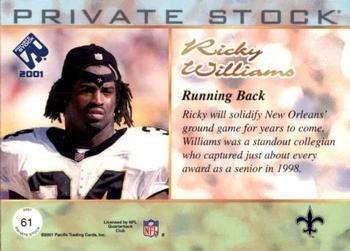 2001 Pacific Private Stock - Blue Framed #61 Ricky Williams Back