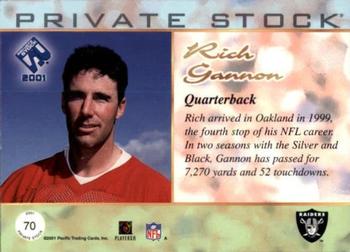 2001 Pacific Private Stock - Blue Framed #70 Rich Gannon Back
