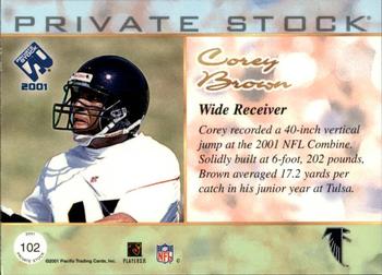 2001 Pacific Private Stock - Blue Framed #102 Corey Brown Back