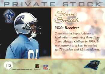 2001 Pacific Private Stock - Blue Framed #113 Steve Smith Back