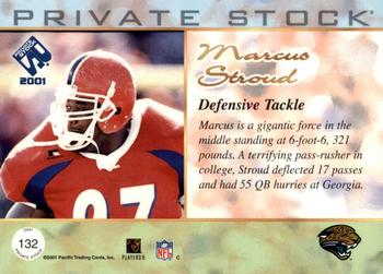 2001 Pacific Private Stock - Blue Framed #132 Marcus Stroud Back