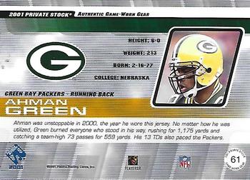2001 Pacific Private Stock - Game Worn Gear #61 Ahman Green Back