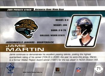 2001 Pacific Private Stock - Game Worn Gear #71 Jamie Martin Back