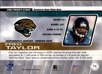 2001 Pacific Private Stock - Game Worn Gear #74 Fred Taylor Back