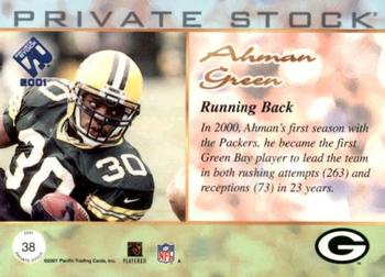 2001 Pacific Private Stock - Gold Framed #38 Ahman Green Back