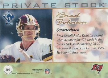 2001 Pacific Private Stock - Gold Framed #94 Brad Johnson Back
