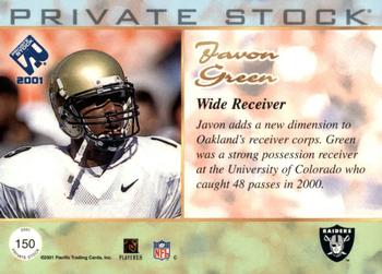 2001 Pacific Private Stock - Gold Framed #150 Javon Green Back