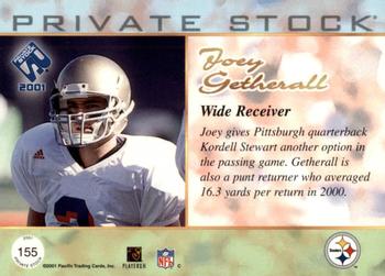 2001 Pacific Private Stock - Gold Framed #155 Joey Getherall Back