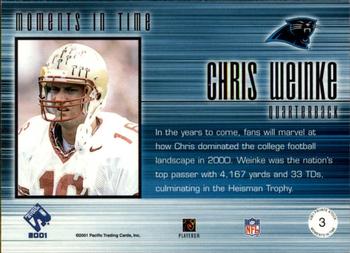 2001 Pacific Private Stock - Moments In Time #3 Chris Weinke Back