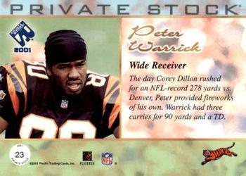 2001 Pacific Private Stock - Premiere Date #23 Peter Warrick Back