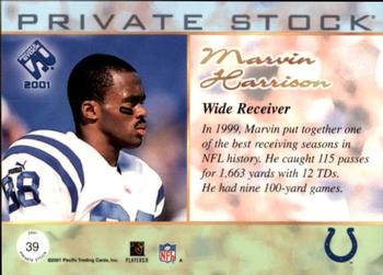 2001 Pacific Private Stock - Premiere Date #39 Marvin Harrison Back