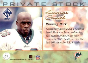 2001 Pacific Private Stock - Premiere Date #51 Lamar Smith Back