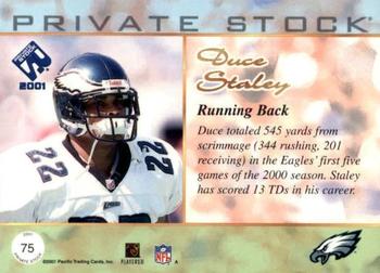 2001 Pacific Private Stock - Premiere Date #75 Duce Staley Back