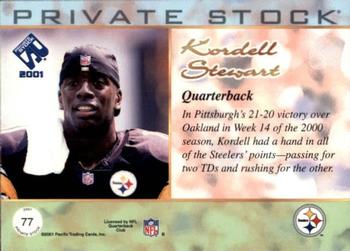 2001 Pacific Private Stock - Premiere Date #77 Kordell Stewart Back
