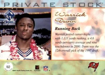 2001 Pacific Private Stock - Premiere Date #92 Warrick Dunn Back