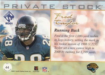 2001 Pacific Private Stock - Retail #44 Fred Taylor Back