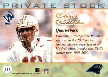 2001 Pacific Private Stock - Retail #114 Chris Weinke Back