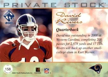 2001 Pacific Private Stock - Retail #158 David Rivers Back