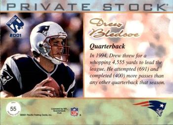 2001 Pacific Private Stock - Silver Framed #55 Drew Bledsoe Back