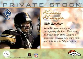 2001 Pacific Private Stock - Silver Framed #124 Kevin Kasper Back