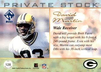 2001 Pacific Private Stock - Silver Framed #128 David Martin Back
