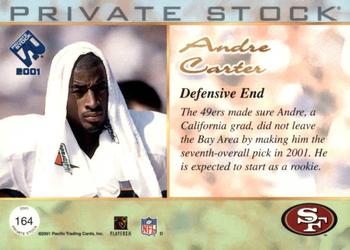 2001 Pacific Private Stock - Silver Framed #164 Andre Carter Back