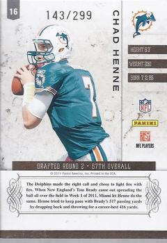 2011 Panini Plates & Patches #16 Chad Henne Back