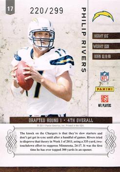 2011 Panini Plates & Patches #17 Philip Rivers Back