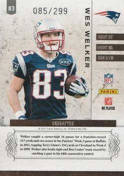 2011 Panini Plates & Patches #83 Wes Welker Back