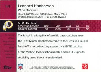 2011 Topps Precision #114 Leonard Hankerson Back