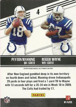 2010 Panini Prestige - Connections #4 Peyton Manning / Reggie Wayne  Back