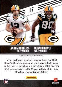 2010 Panini Prestige - Connections #17 Aaron Rodgers / Donald Driver  Back