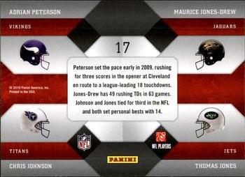 2010 Panini Prestige - League Leaders #17 Adrian Peterson / Maurice Jones-Drew / Chris Johnson / Thomas Jones Back