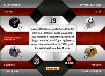 2010 Panini Prestige - League Leaders #19 Matt Schaub / Peyton Manning / Tony Romo / Aaron Rodgers Back