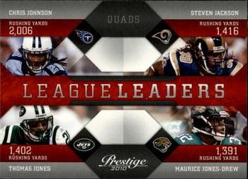 2010 Panini Prestige - League Leaders #20 Chris Johnson / Steven Jackson / Thomas Jones / Maurice Jones-Drew Front