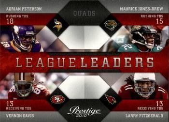 2010 Panini Prestige - League Leaders #23 Adrian Peterson / Maurice Jones-Drew / Vernon Davis / Larry Fitzgerald Front