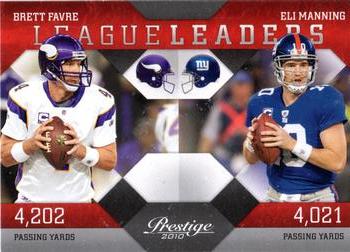 2010 Panini Prestige - League Leaders #5 Brett Favre / Eli Manning Front